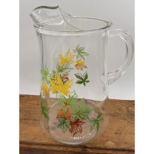 Salem China Autumn Leaves Maple Leaf Pitcher w/Ice Lip 9.5" Tall Vintage 2.5 Qts